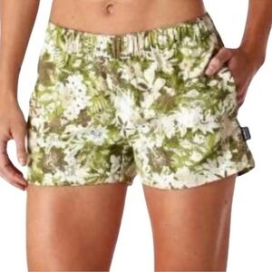 Patagonia Barely Baggies Floral Green Tropical Shorts Small